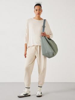 HUSH Gillian Ecovero Wide Jersey Top - view 2, Oatmeal Marl