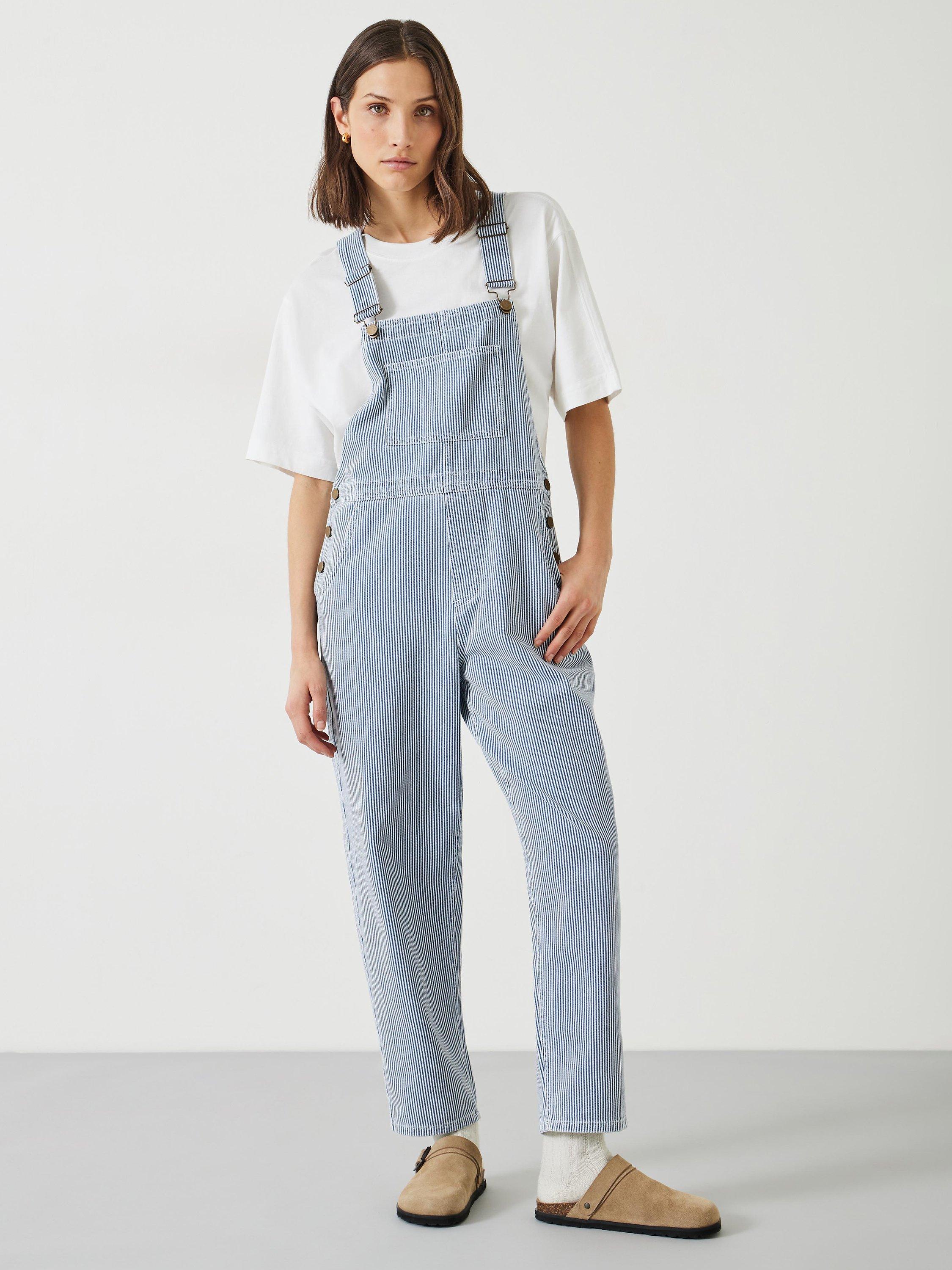 HUSH Wilder Striped Dungarees, Blue/White