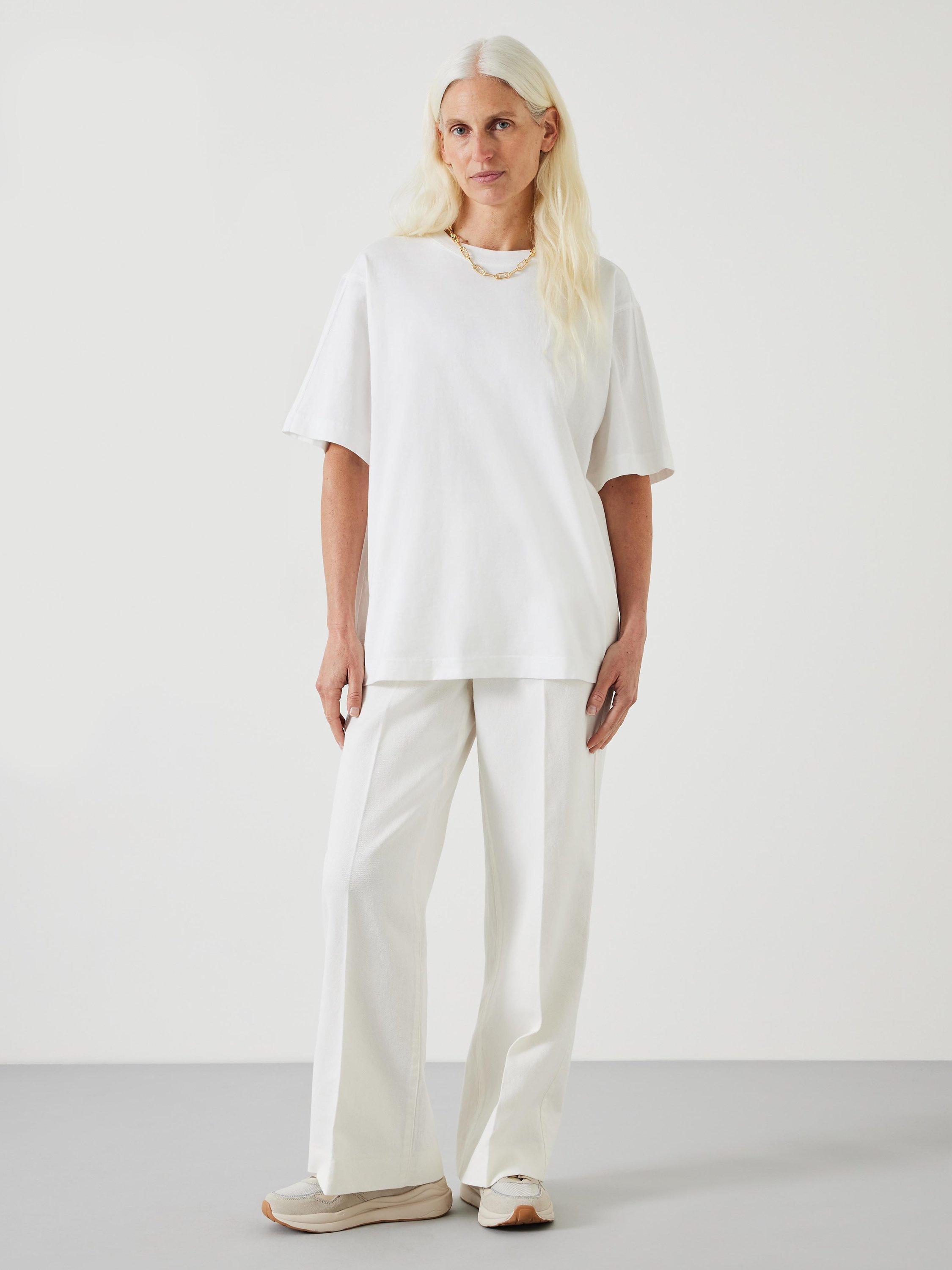 Product image 2 of 5, which shows HUSH Flo Oversized Cotton T-Shirt, White, XXS