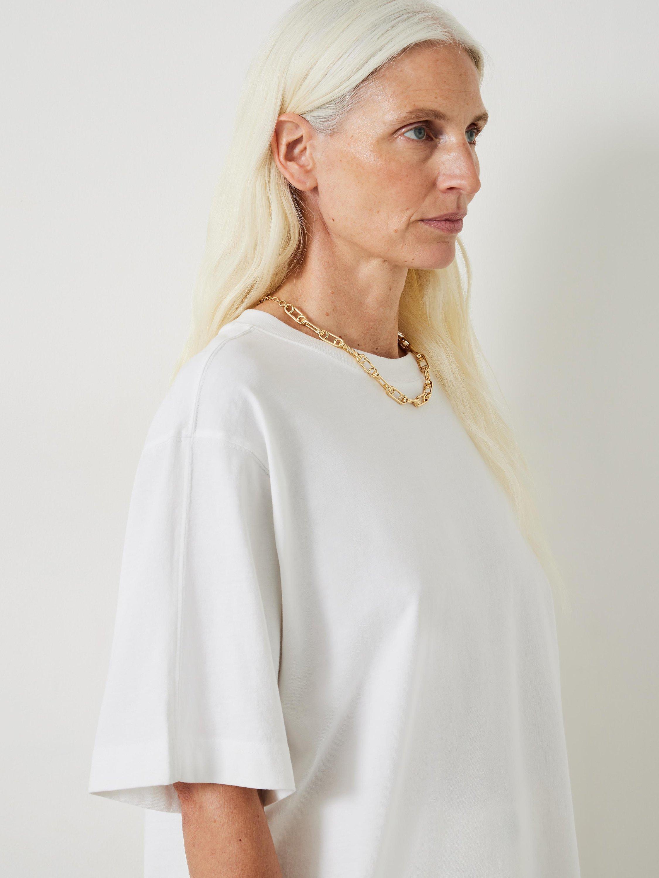 Product image 5 of 5, which shows HUSH Flo Oversized Cotton T-Shirt, White, XXS
