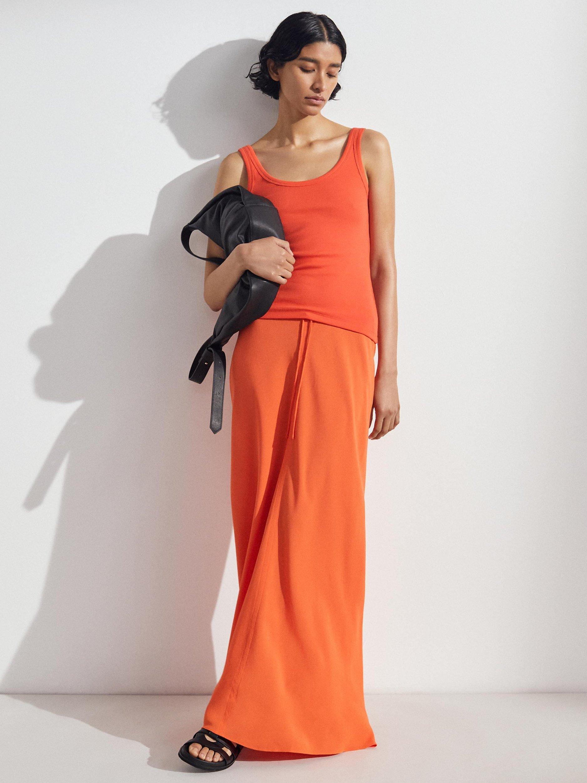 HUSH Hanna Maxi Skirt, Orange Red