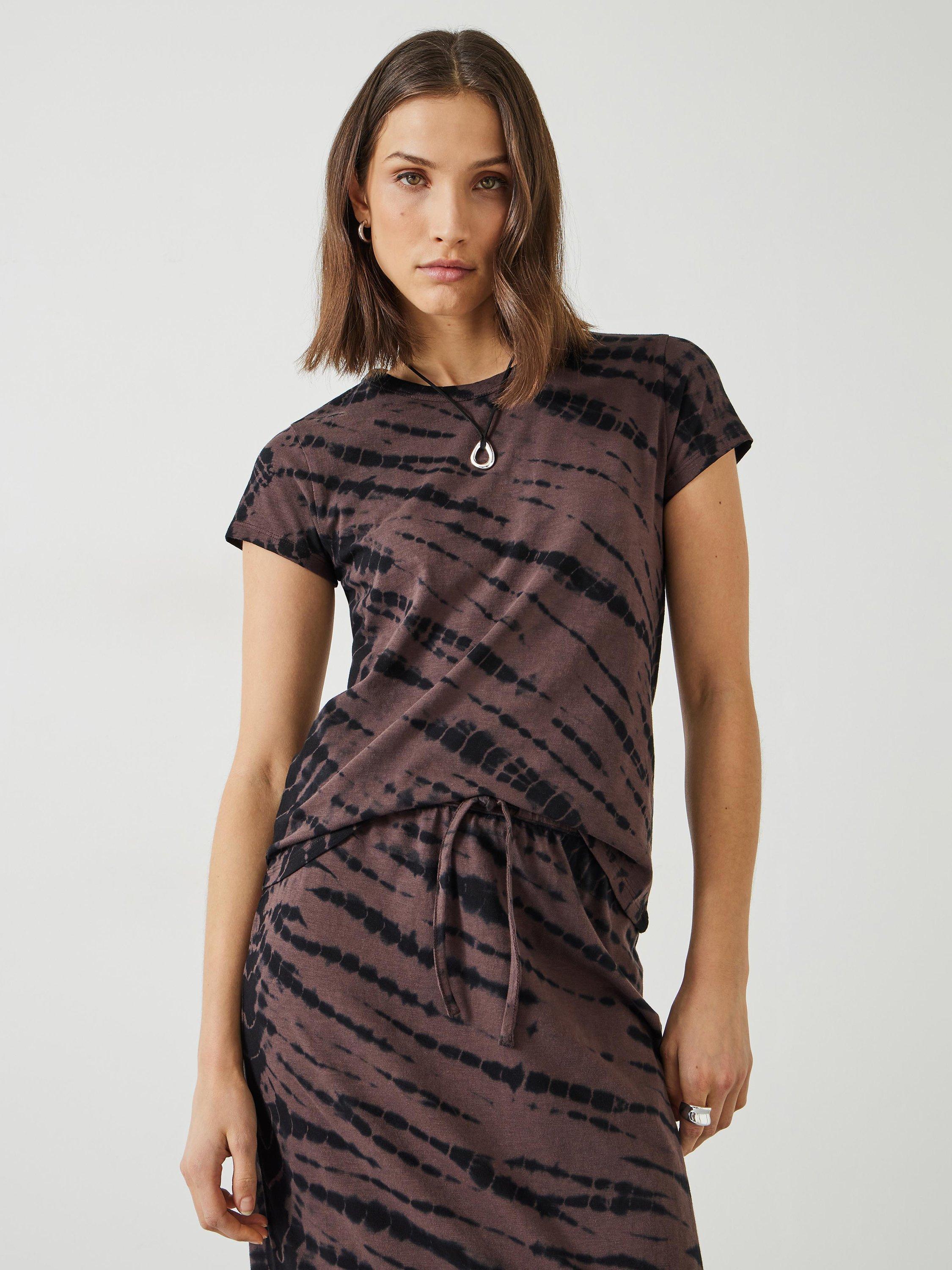 HUSH Zaida Tie Dye Fitted T-Shirt, Brown