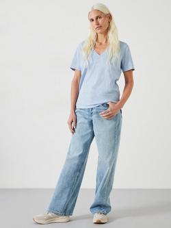 HUSH Kali Cotton Slub V-Neck T-Shirt - view 2, Morning Blue