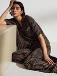 HUSH Shia Ecovero Short Sleeve Shirt, Contrast Geo Brown