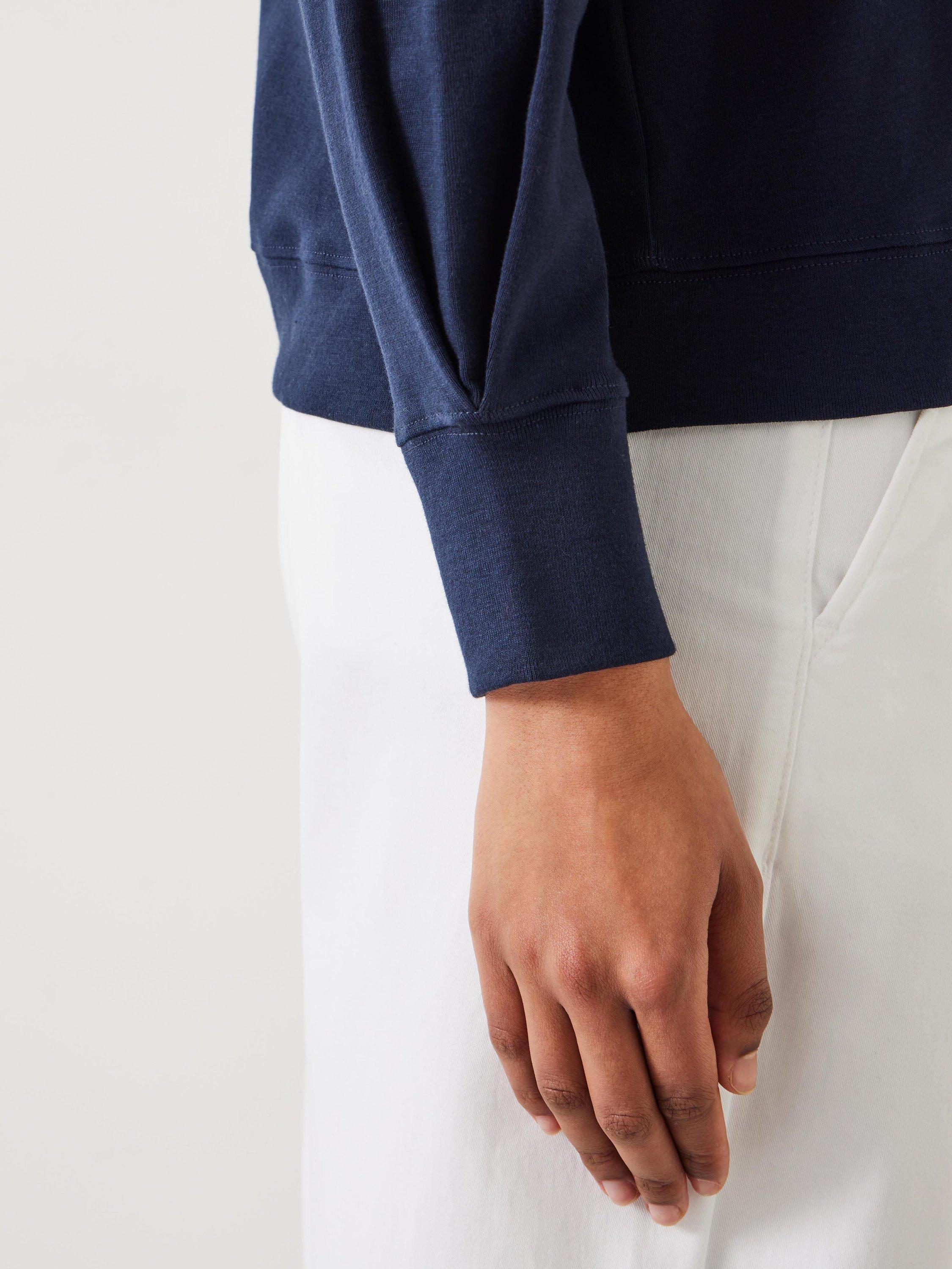 Product image 4 of 5, which shows HUSH Emily Puff Sleeve Cotton Jersey Top, Midnight Navy, XXS