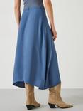 HUSH Layla Textured Midi Skirt, Vintage Indigo