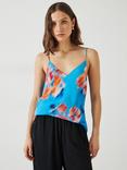 HUSH Scarlett Blurred Floral Print Cami, Blue/Multi