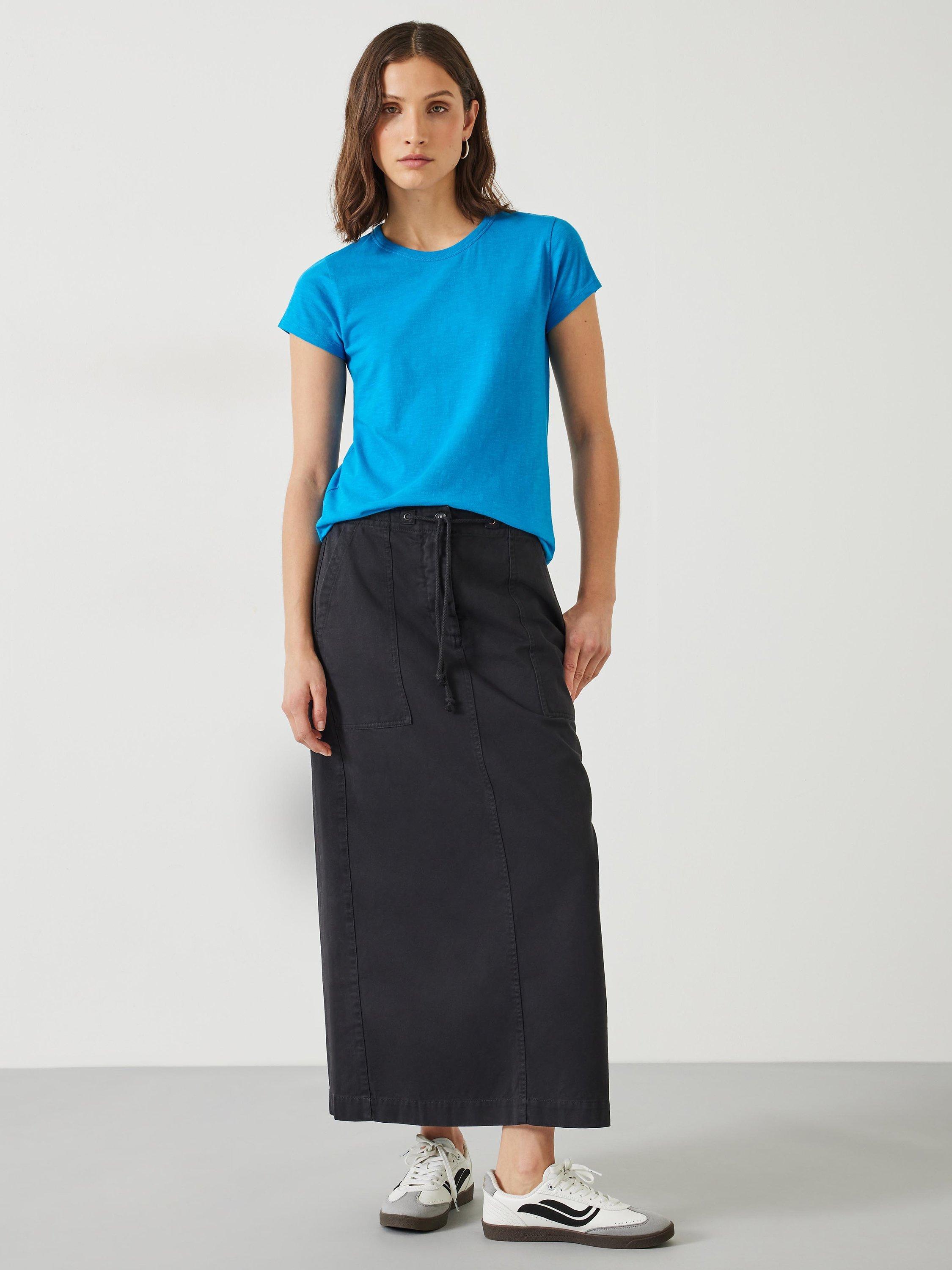 Product image 4 of 5, which shows HUSH Slim Fit Cotton Crew Neck T-Shirt, Ocean Blue, XXS