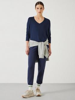 HUSH Gillian V Neck Longline Jersey Top containing LENZING™ ECOVERO™ Viscose - view 2, Midnight