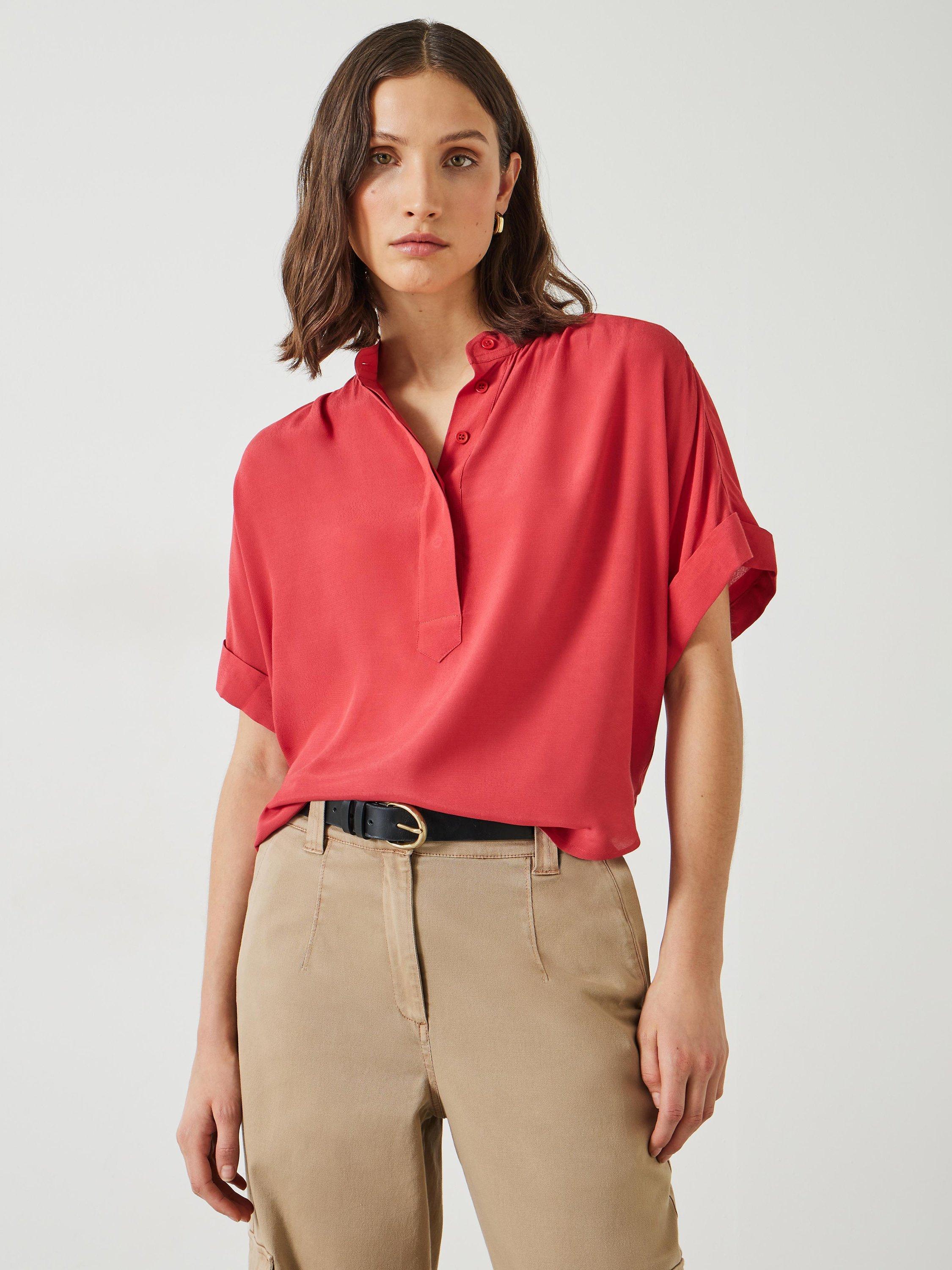 HUSH Anika Short Sleeve Blouse, Dark Red
