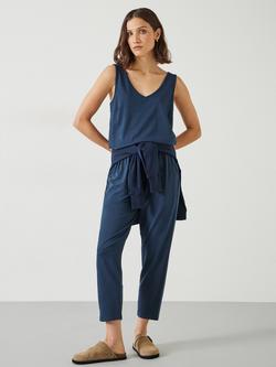 HUSH V-Neck Jersey Cropped Jumpsuit, Midnight