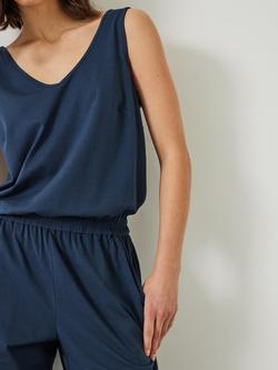 HUSH V-Neck Jersey Cropped Jumpsuit - view 2, Midnight