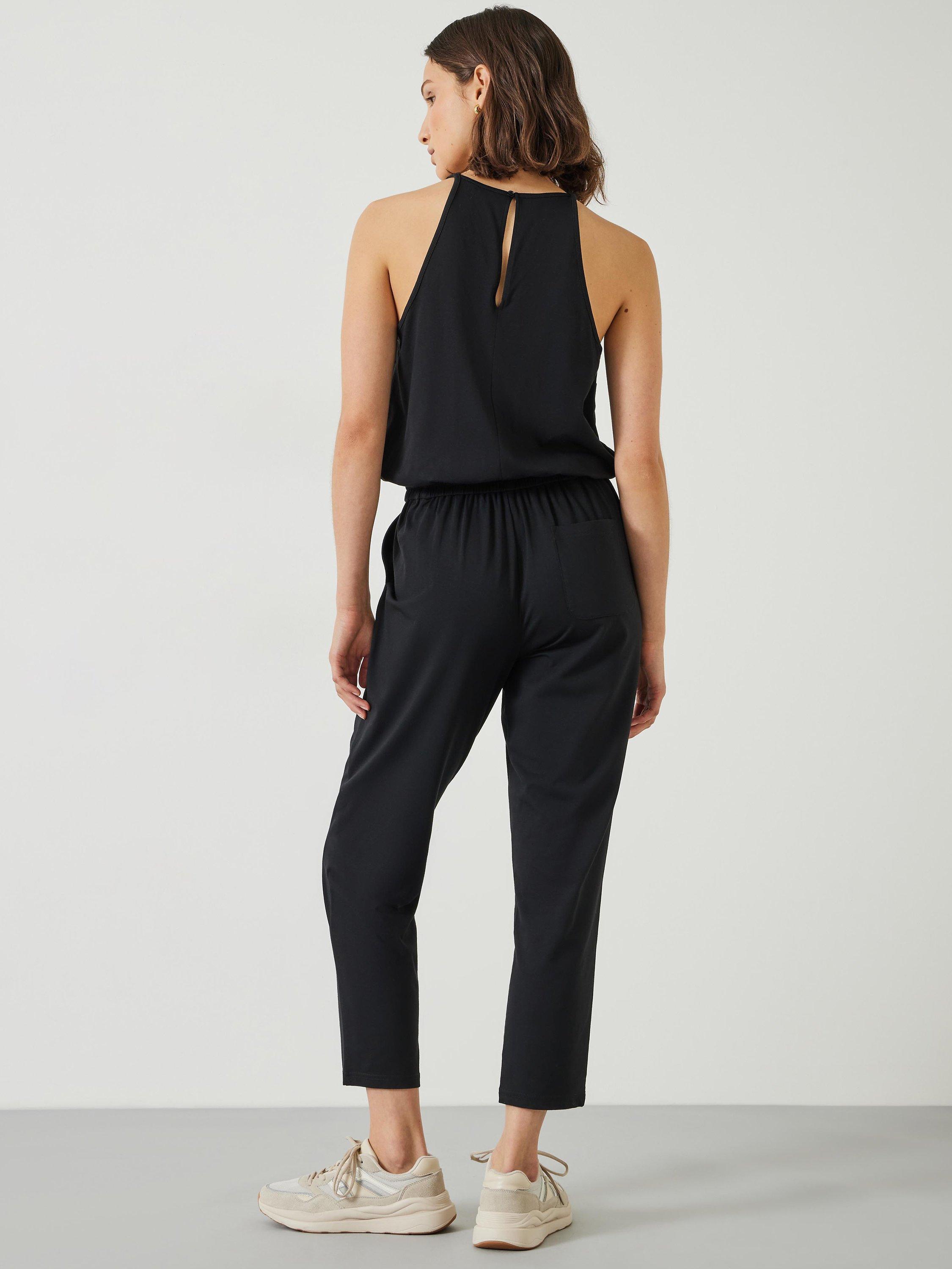Product image 3 of 5, which shows HUSH Racer Back Jersey Jumpsuit, Black, 4