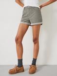 HUSH Amalia Striped Cotton Shorts, Dark Olive