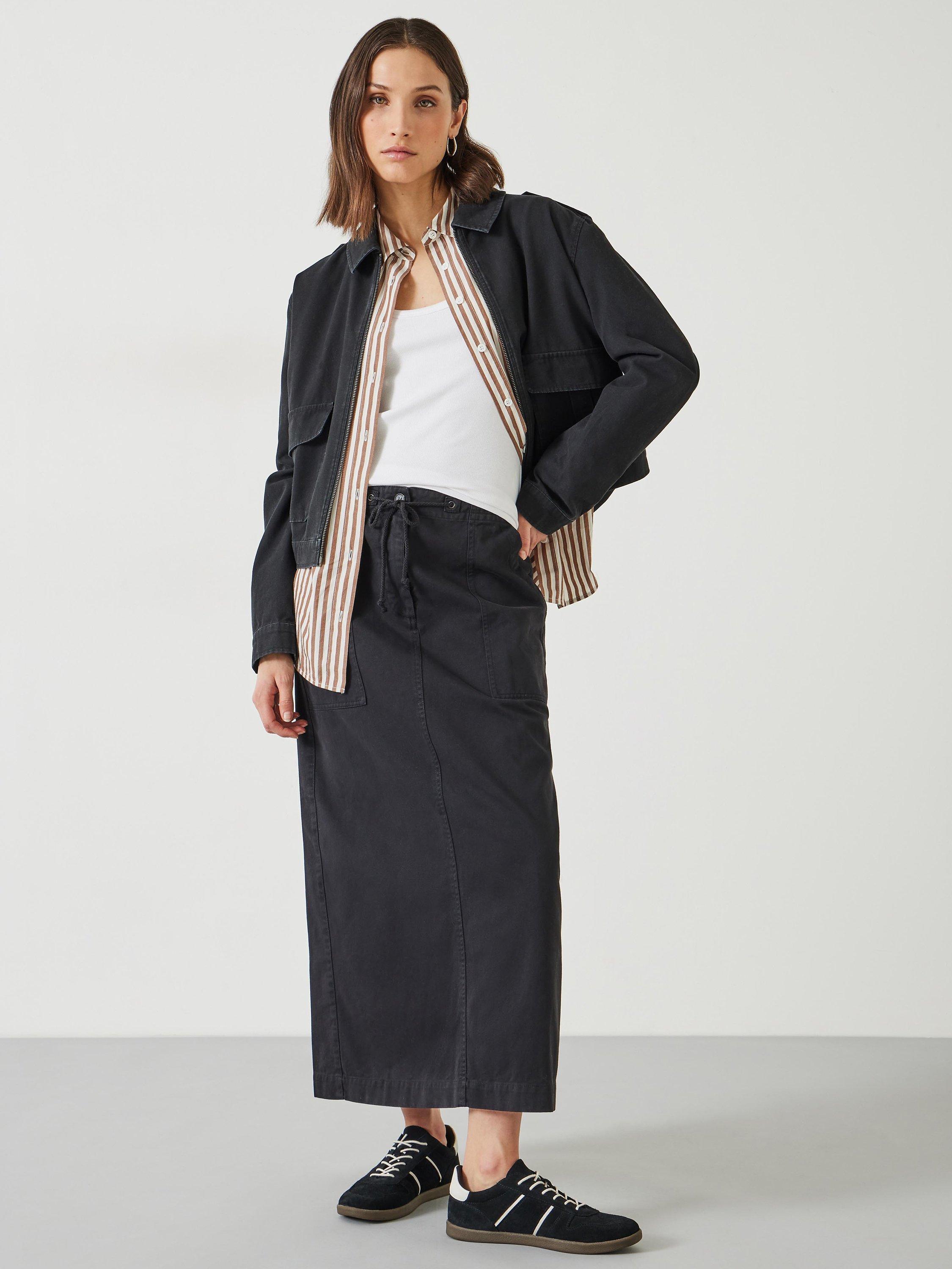 HUSH Kristen Cargo Maxi Skirt, Black, 10