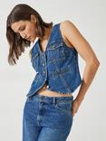 HUSH Sarina Denim Waistcoat, Mid Authentic Wash