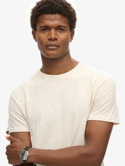 Superdry Crew Neck Slub Short Sleeved T-Shirt - view 2, Oat Cream Marl