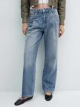 Mango Bell Relaxed Fit Straight Leg Jeans, Open Blue