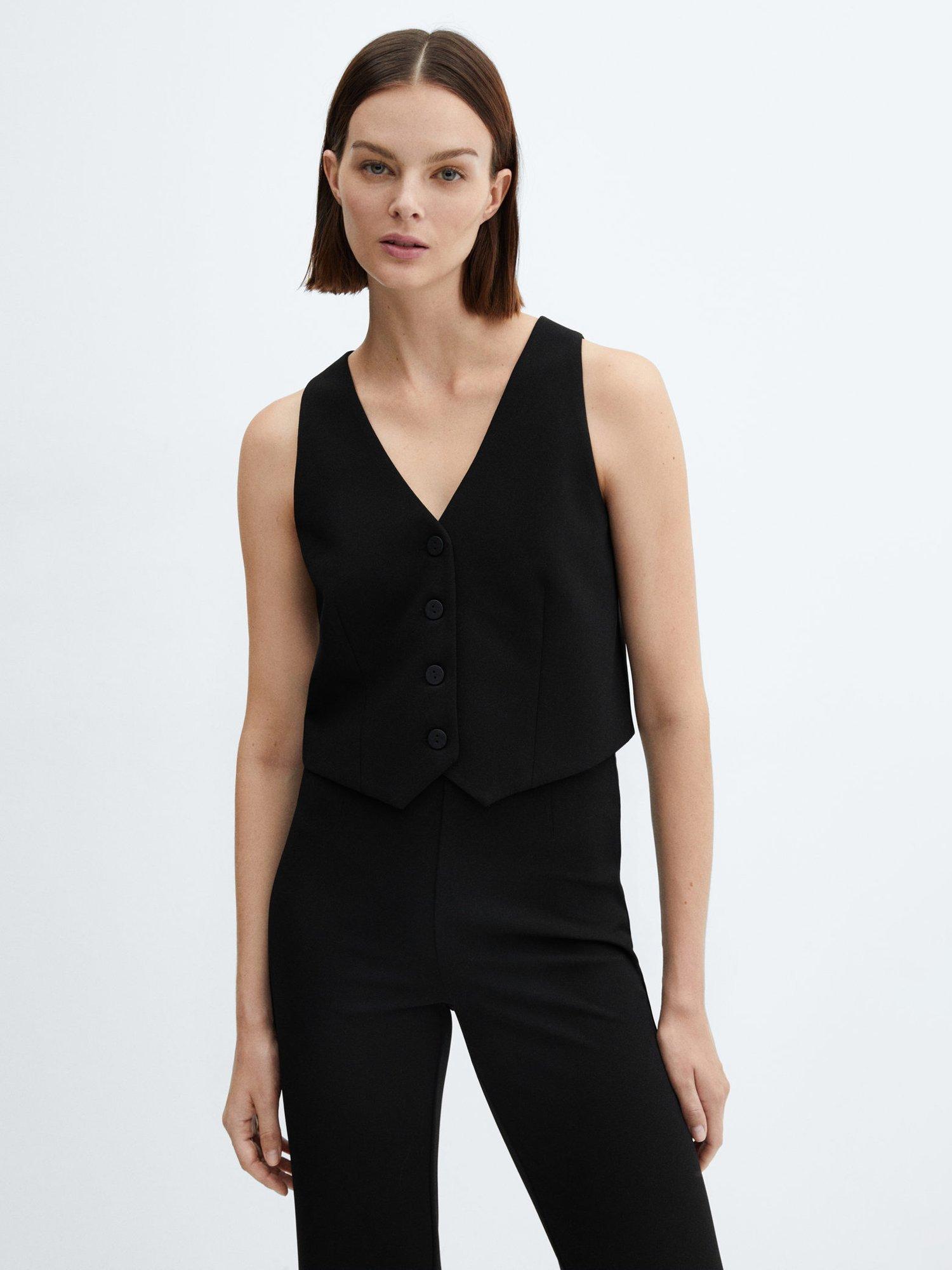 Mango Avaya Tailored Waistcoat, Black