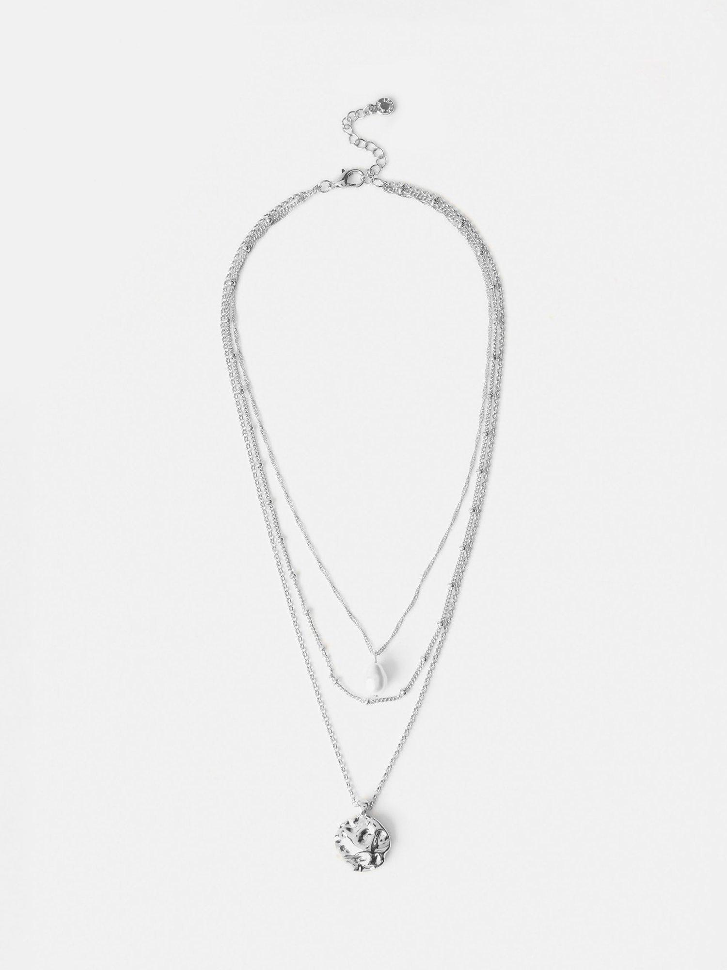 Product image 1 of 3, which shows Mint Velvet Layered Necklace, Silver, One Size