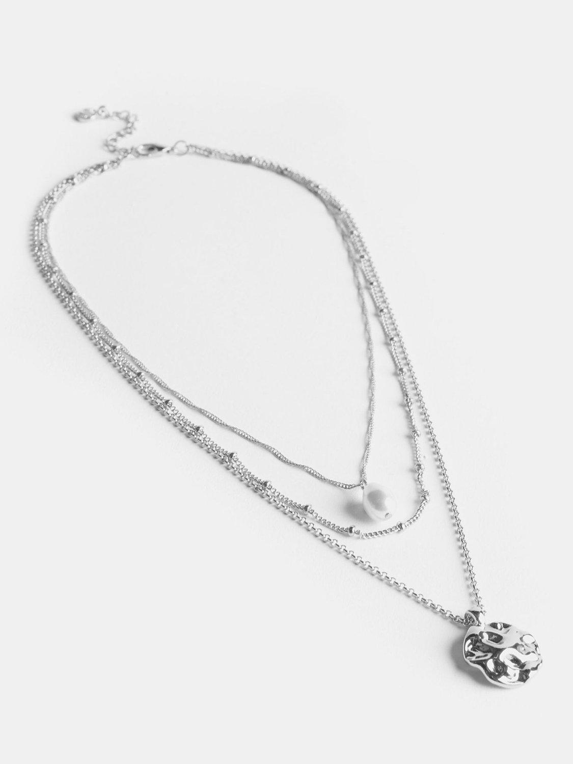 Product image 2 of 3, which shows Mint Velvet Layered Necklace, Silver, One Size