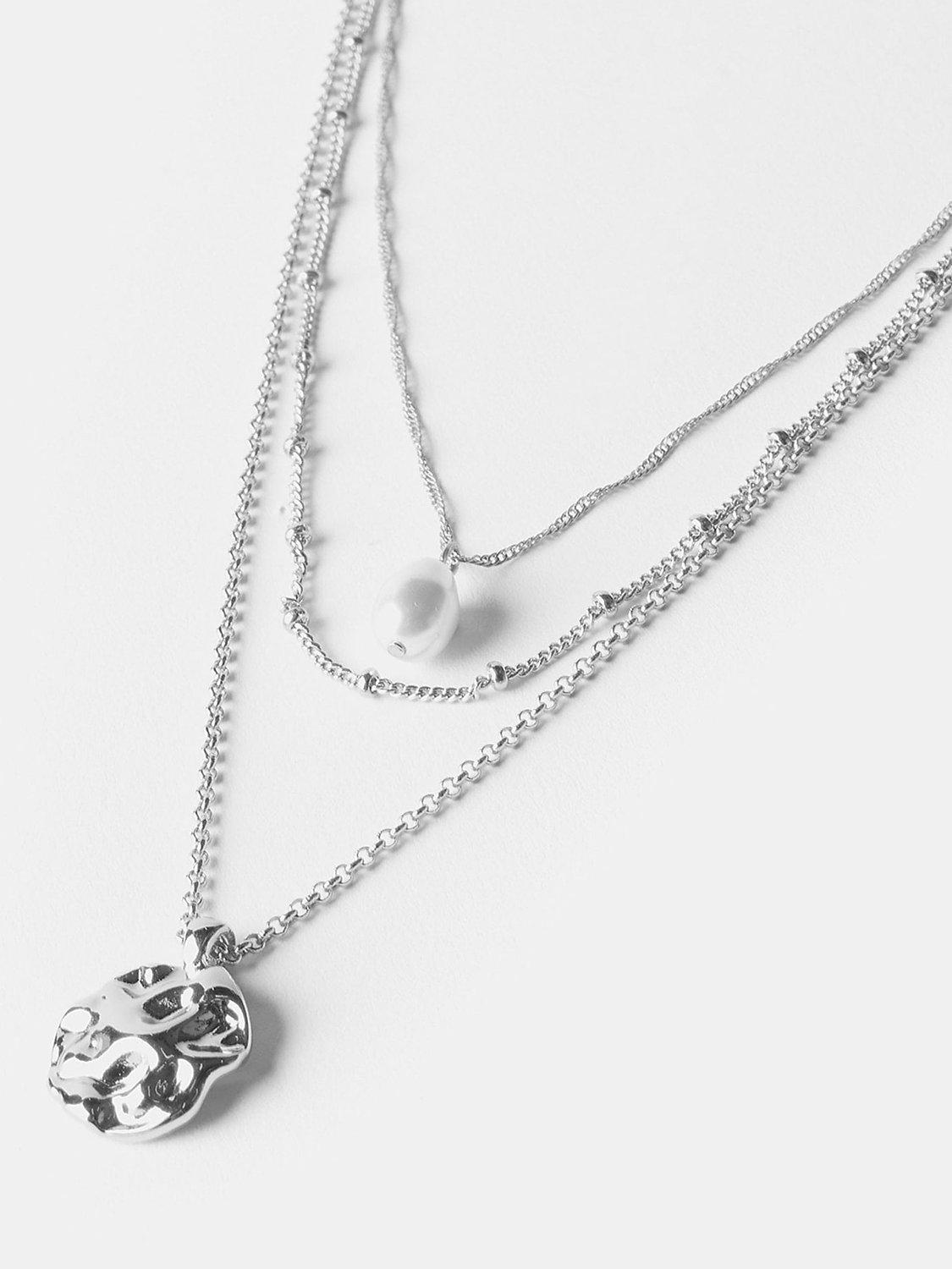 Product image 3 of 3, which shows Mint Velvet Layered Necklace, Silver, One Size