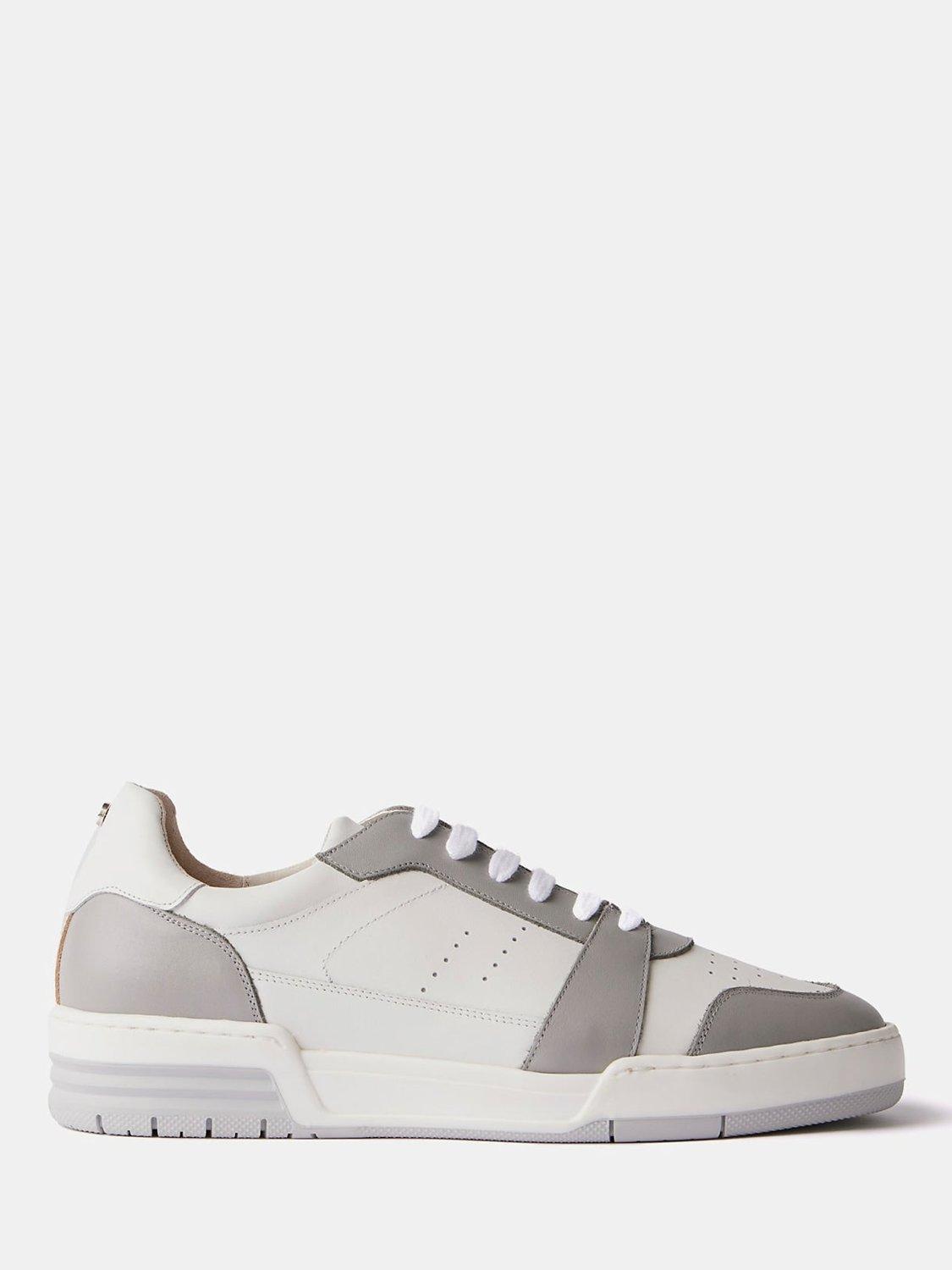 Mint Velvet Colour Block Leather Trainers, Grey/White