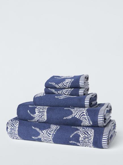 John Lewis Zebra Towels, Navy