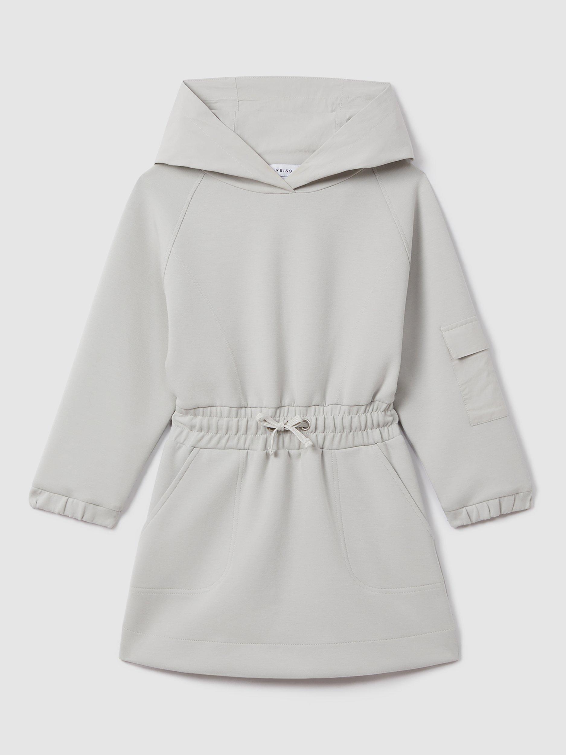 Reiss Kids' Rhonda Hooded Shellsuit Dress, Grey