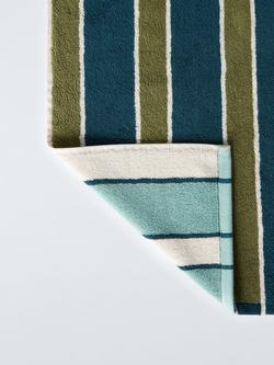John Lewis Reversible Stripe Towels - view 2, Green