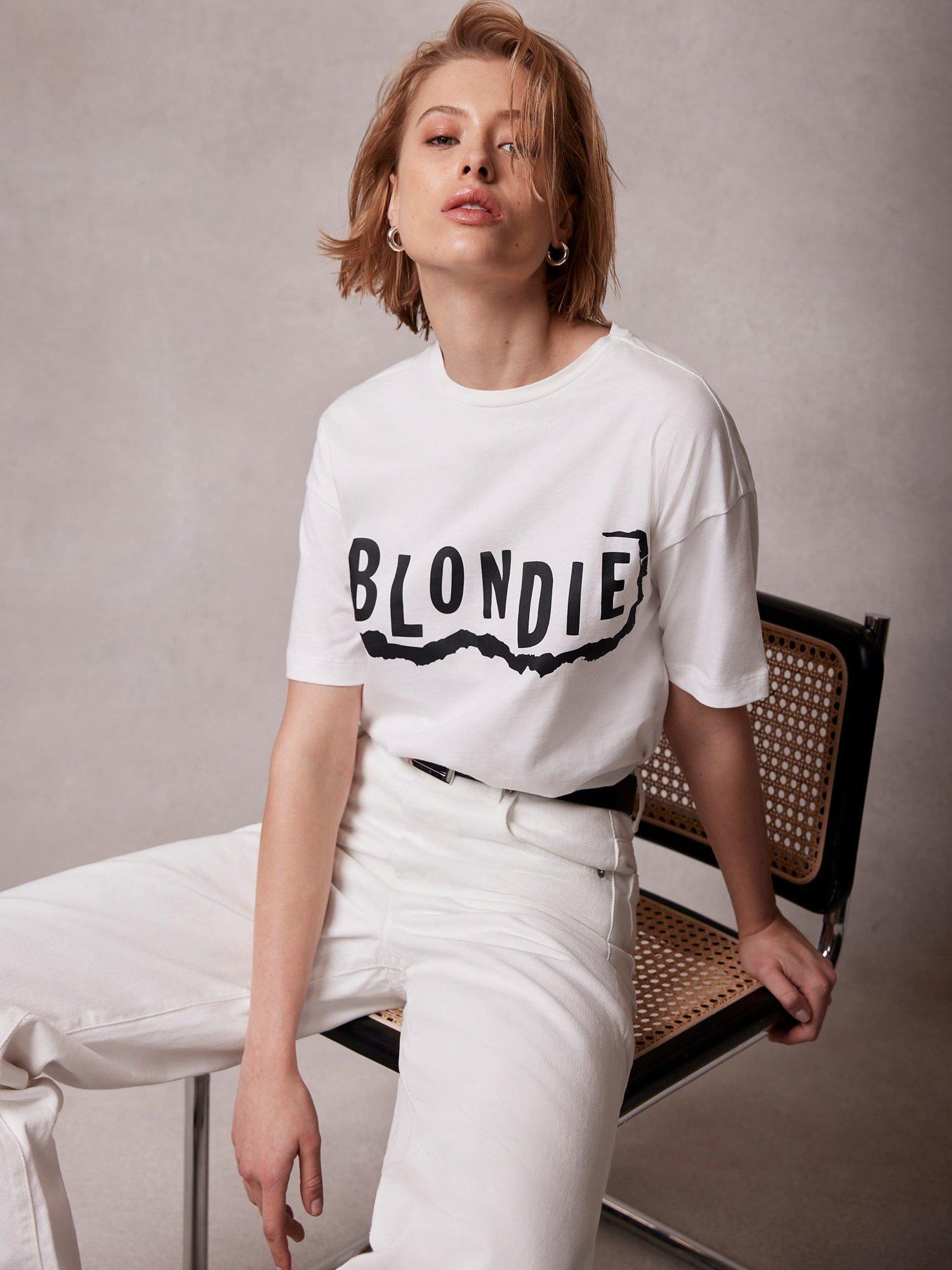 Mint Velvet Blondie Slogan T-Shirt, White/Black