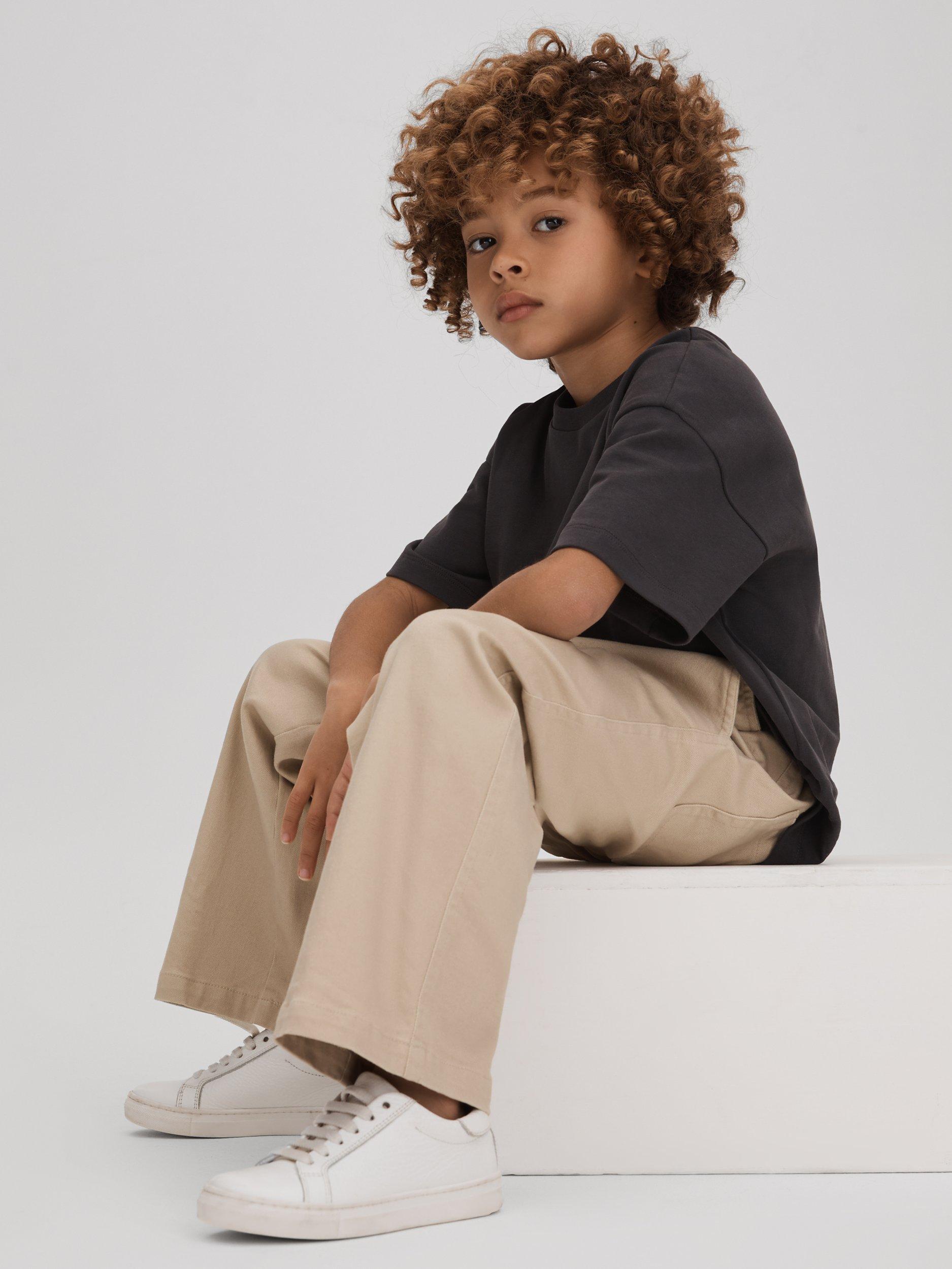 Reiss Kids' Colter Loose Fit Trousers, Stone