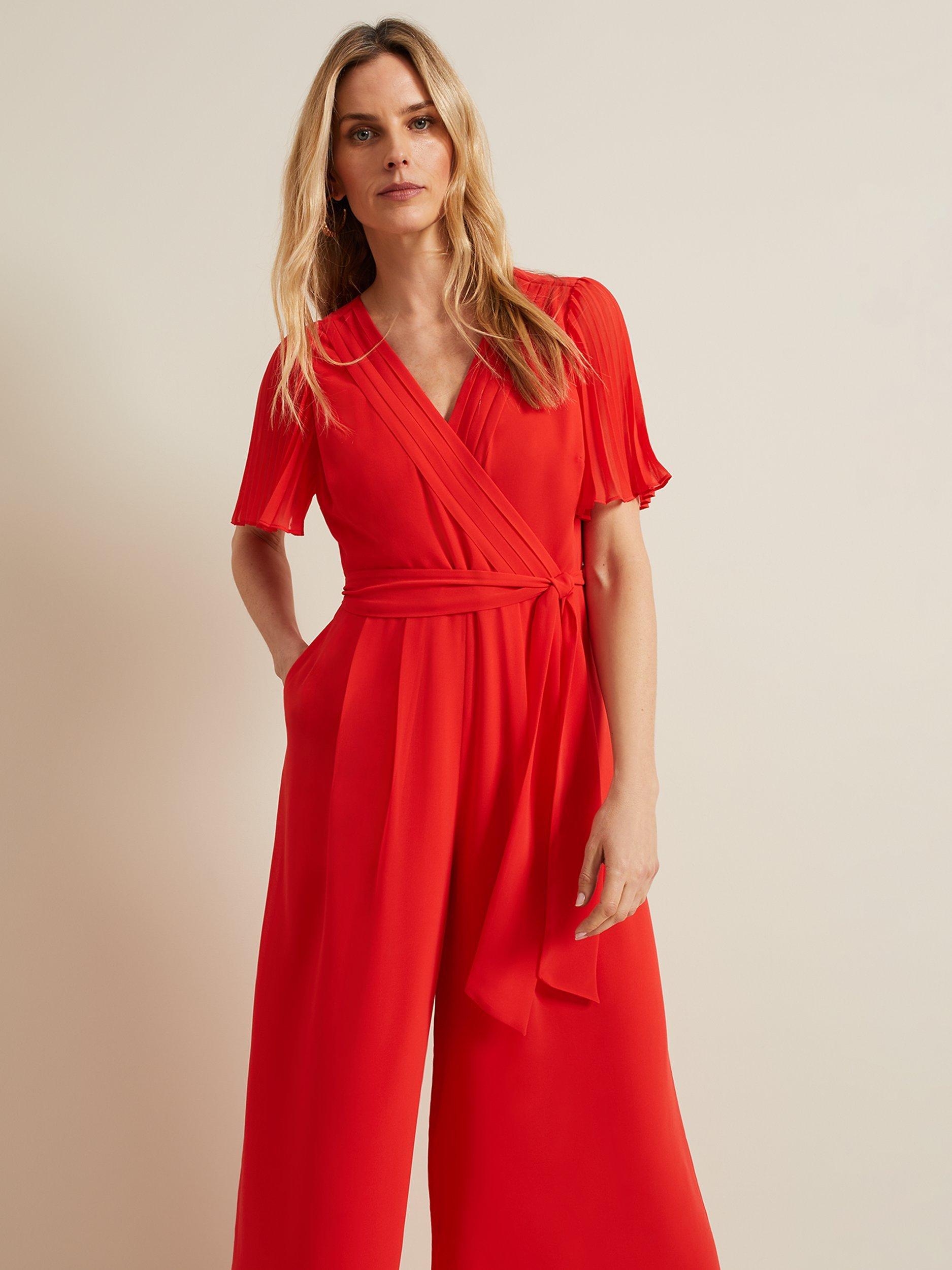 Phase Eight Kendall Pleat Detail Jumpsuit Orange