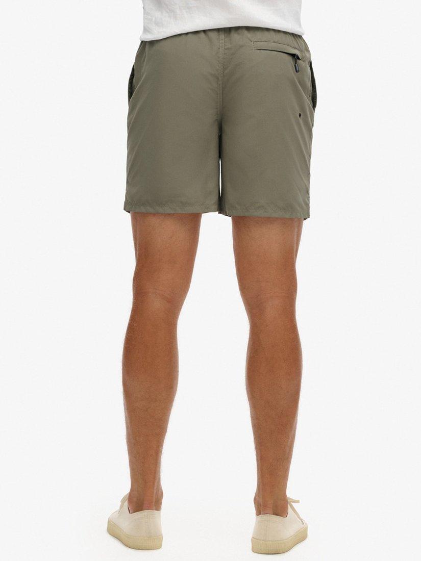 Superdry Premium Embroidered 17" Swim Shorts, Light Khaki Green, S