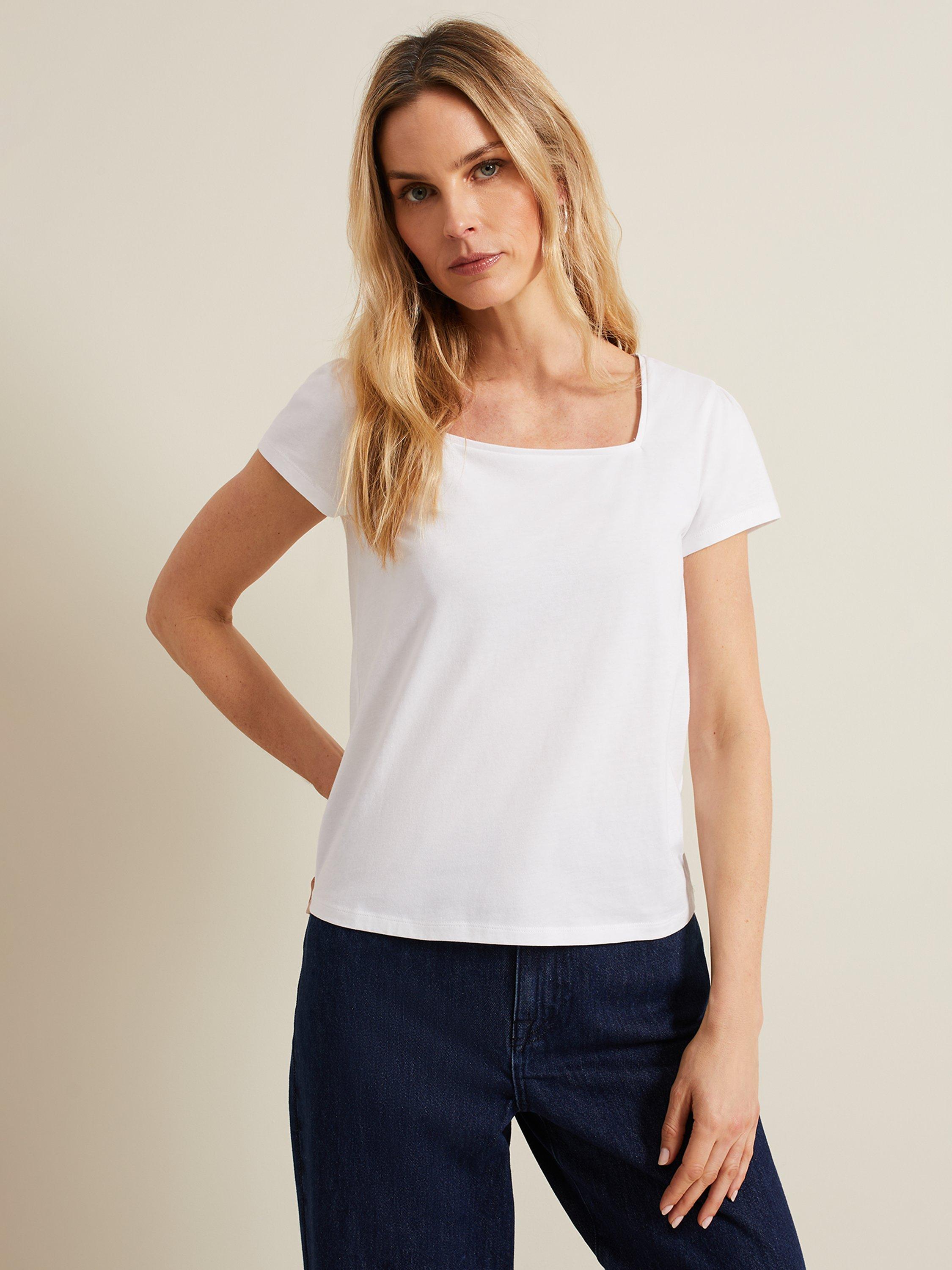 Phase Eight Bella Cotton T-Shirt, White, 8