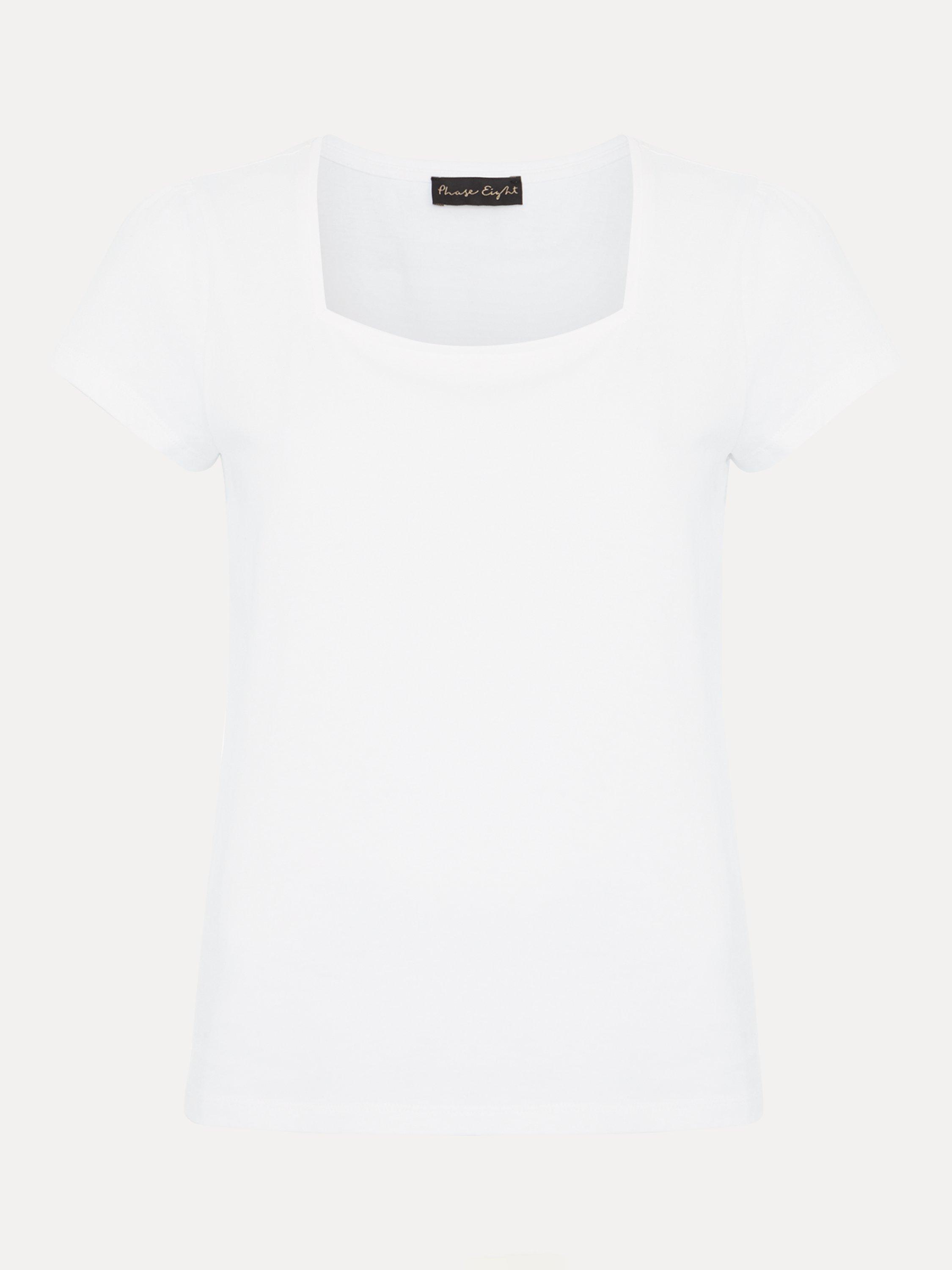 Phase Eight Bella Cotton T-Shirt, White, 8