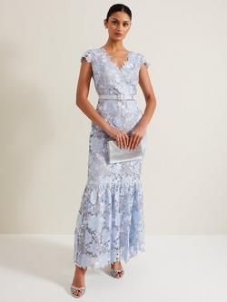 Phase Eight Collection 8 Blanche Embroidery Maxi Dress, Blue/Multi, Blue/Multi