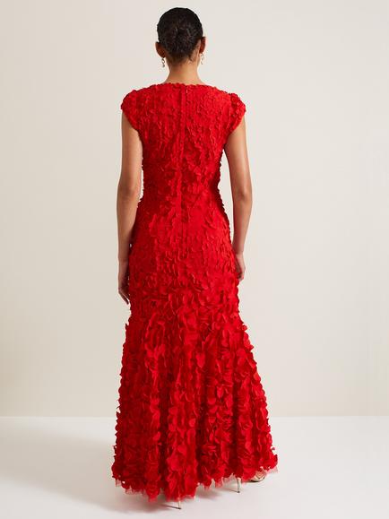 Phase Eight Charlene Ruffle Maxi Dress, Red - view 2, Red