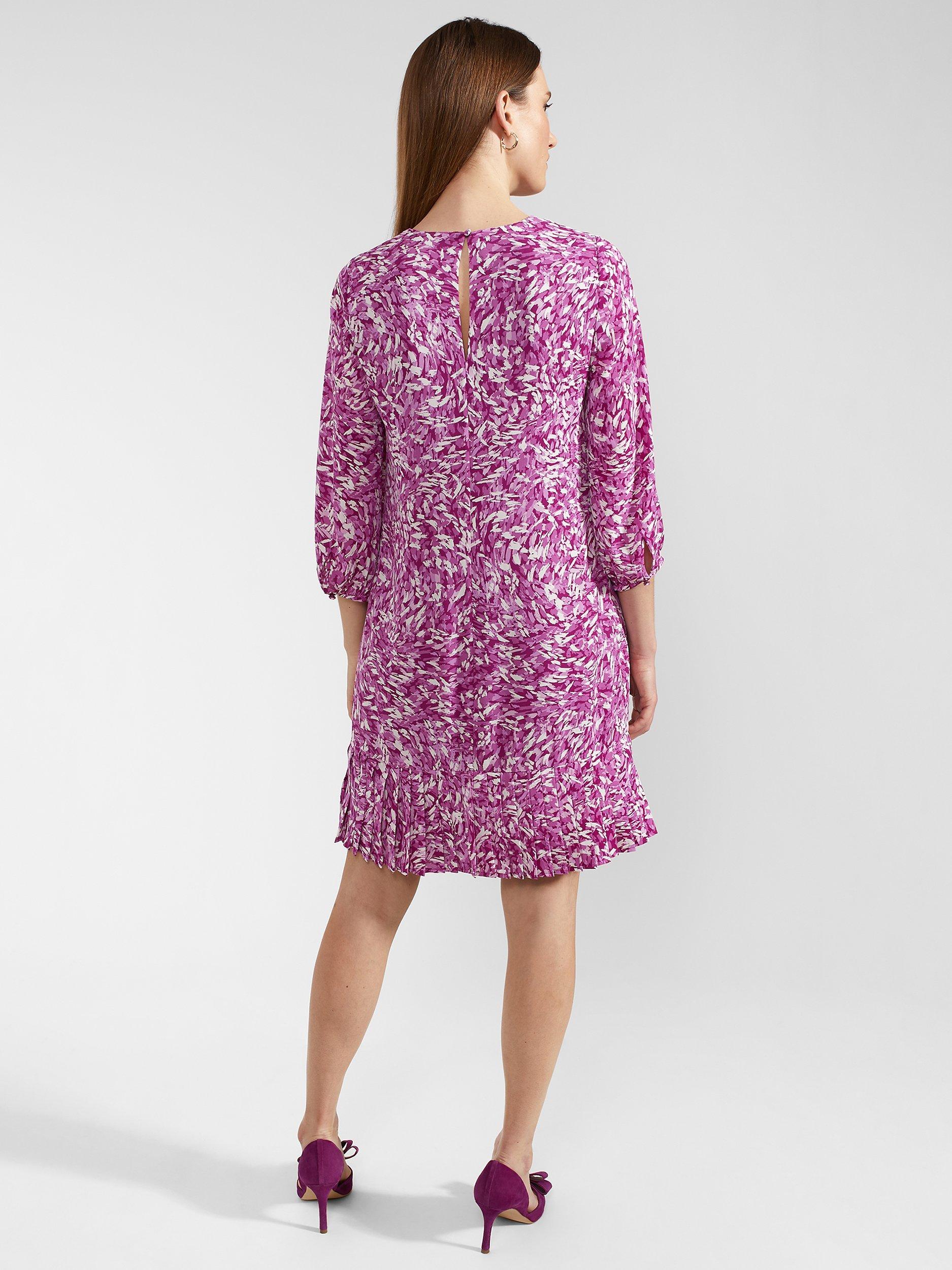 Product image 2 of 4, which shows Hobbs Petite Liana Abstract Print Dress, Purple/Multi, 20