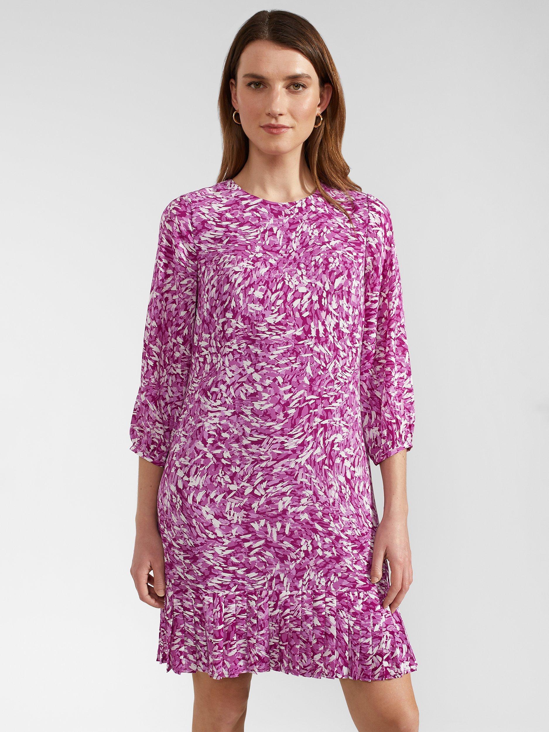 Product image 3 of 4, which shows Hobbs Petite Liana Abstract Print Dress, Purple/Multi, 20