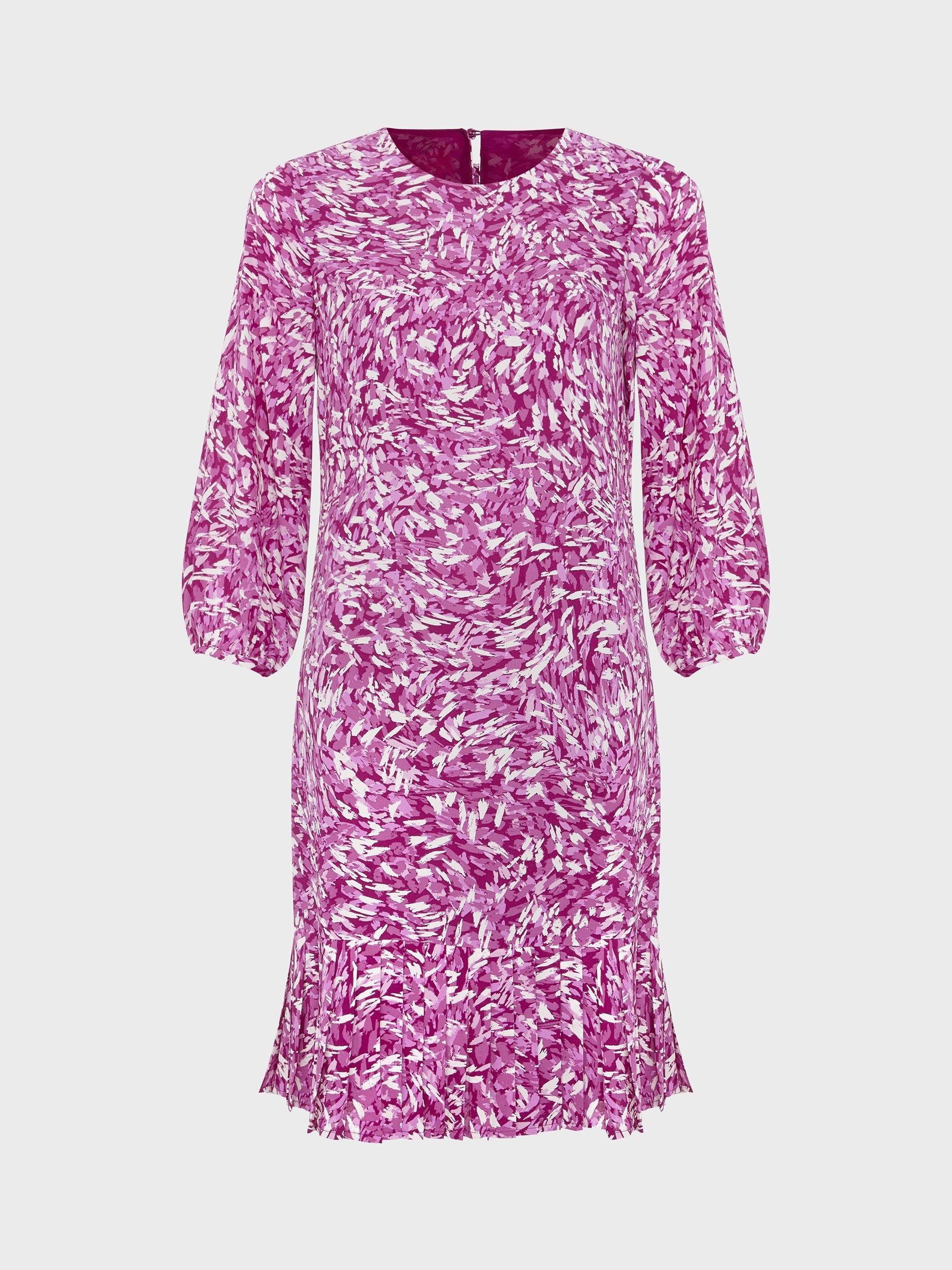 Product image 4 of 4, which shows Hobbs Petite Liana Abstract Print Dress, Purple/Multi, 20