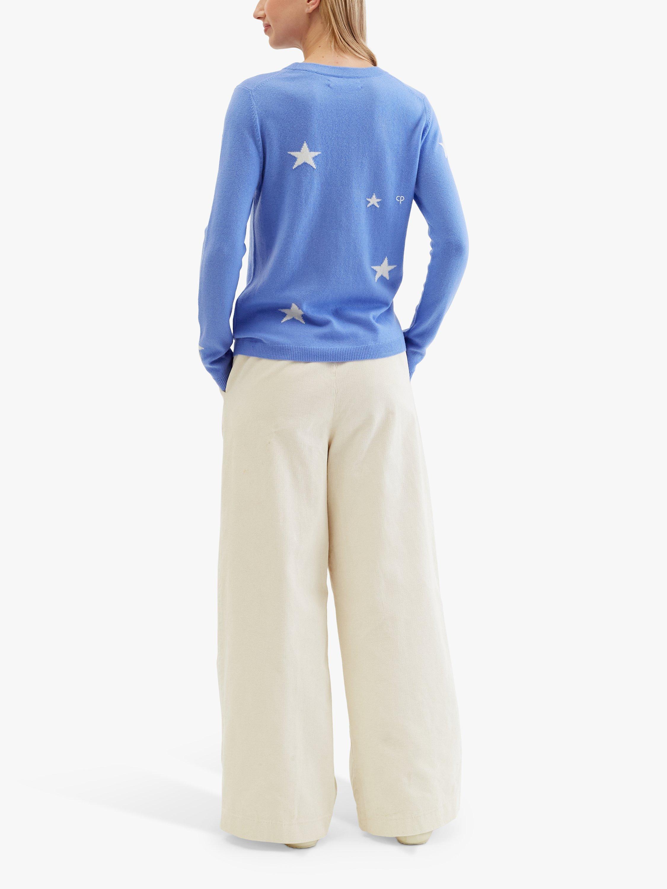 Product image 2 of 3, which shows Chinti & Parker Wool Cashmere Blend Star Jumper, Powder Blue/Cream, XS