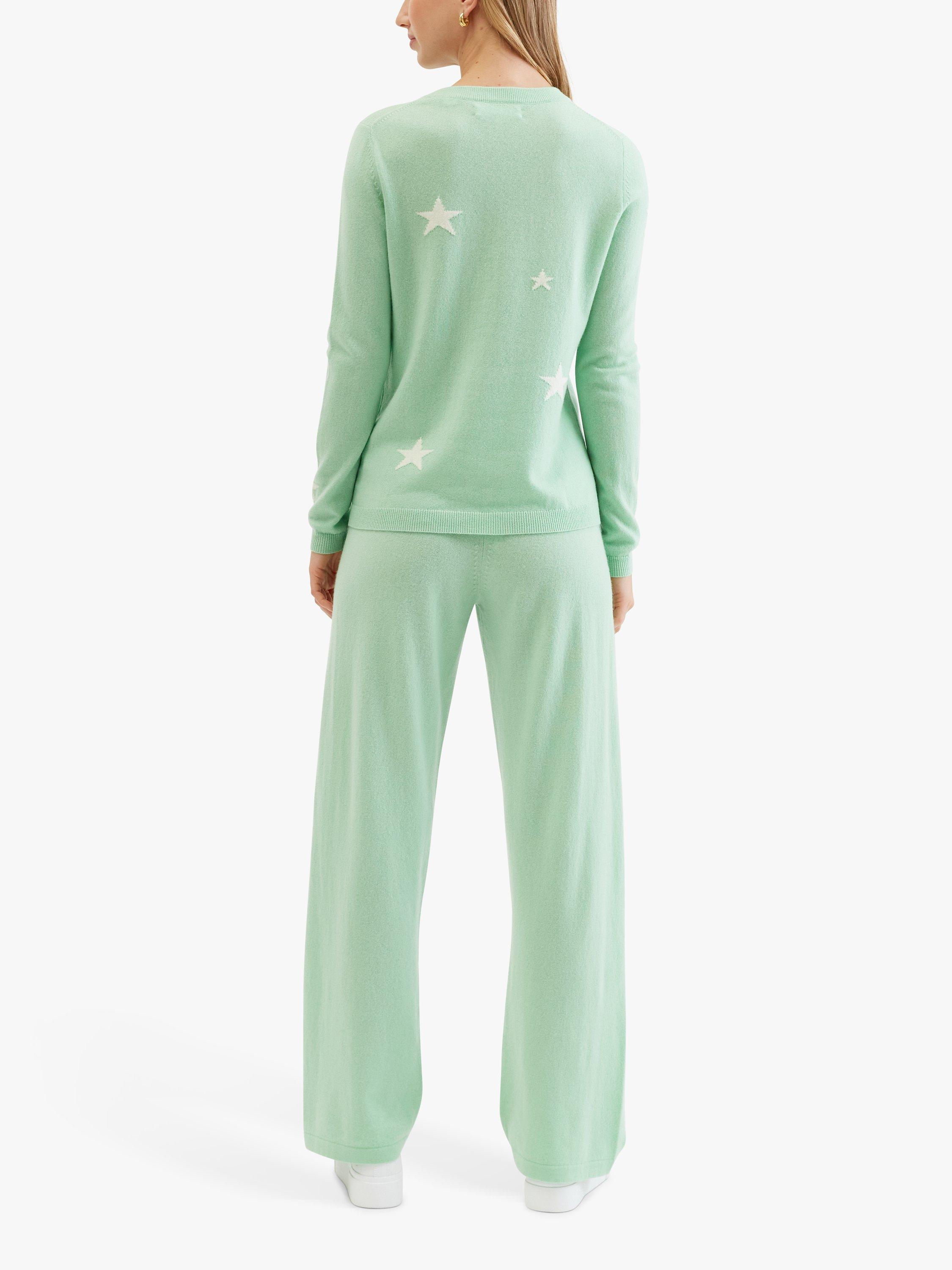 Product image 2 of 4, which shows Chinti & Parker Wool Cashmere Blend Star Jumper, Mint/Cream, XS