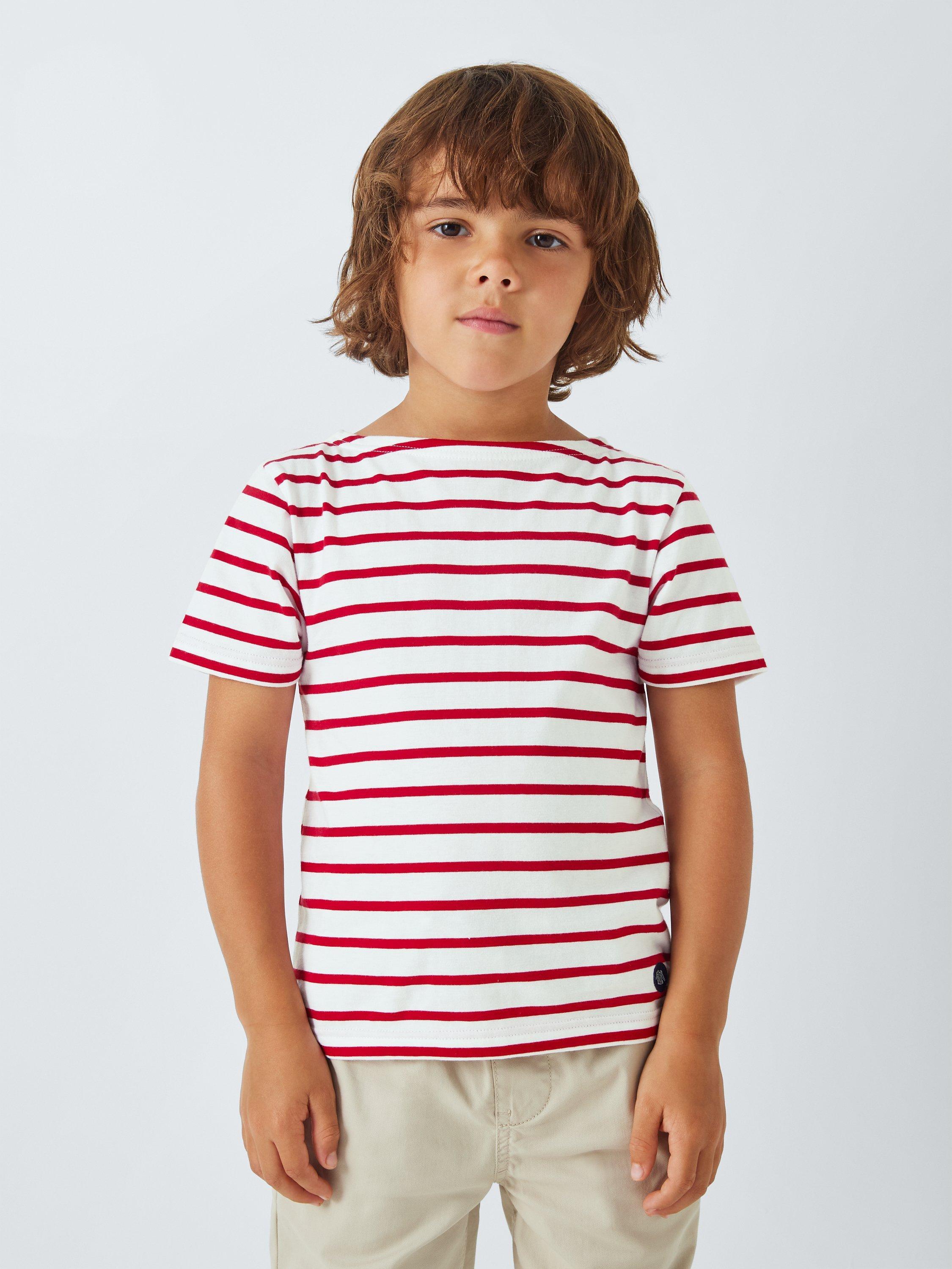 Product image 3 of 9, which shows Armor Lux Kids' Short Sleeve Stripe T-Shirt, Red, 4 years