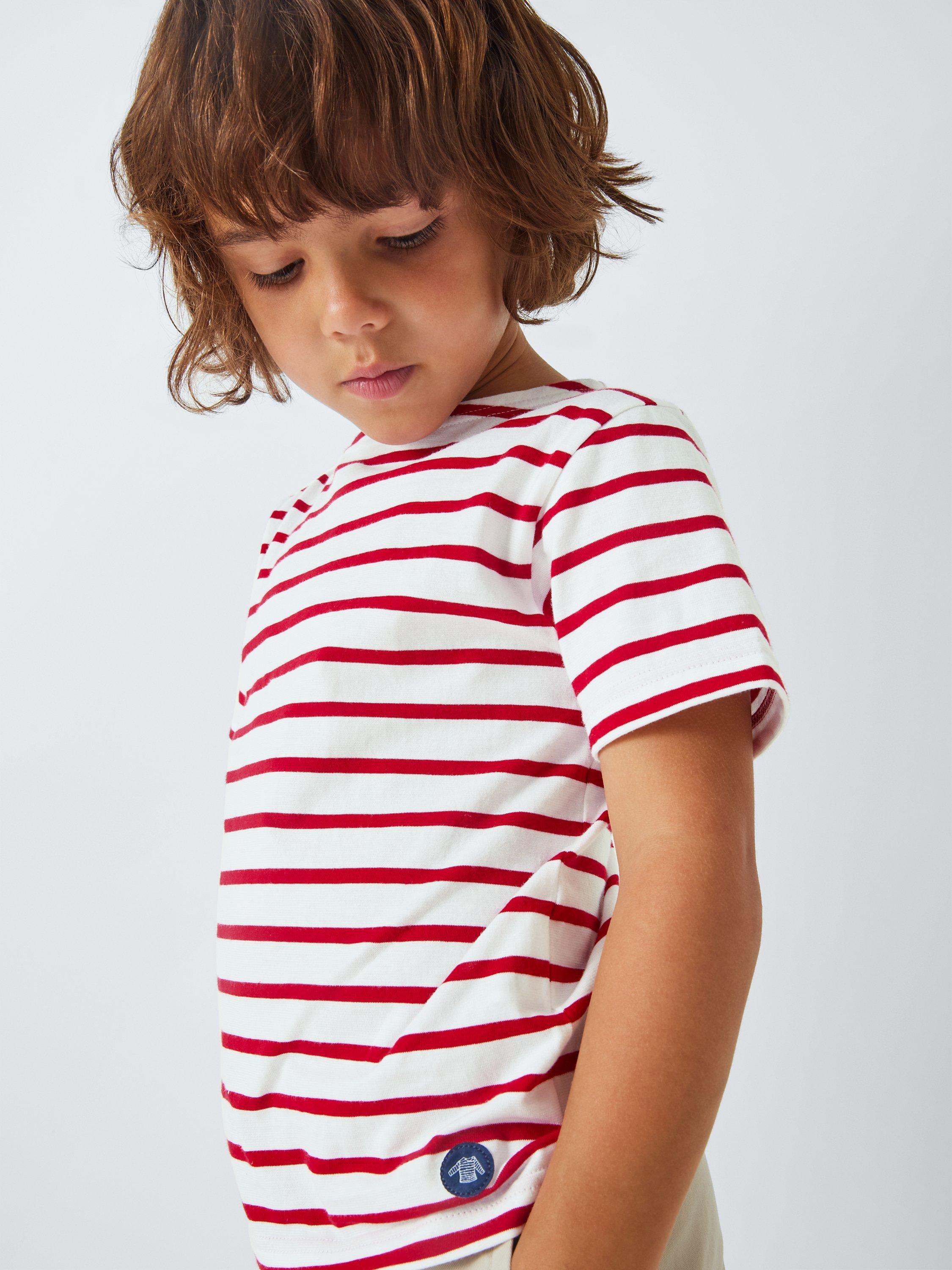 Product image 6 of 9, which shows Armor Lux Kids' Short Sleeve Stripe T-Shirt, Red, 4 years
