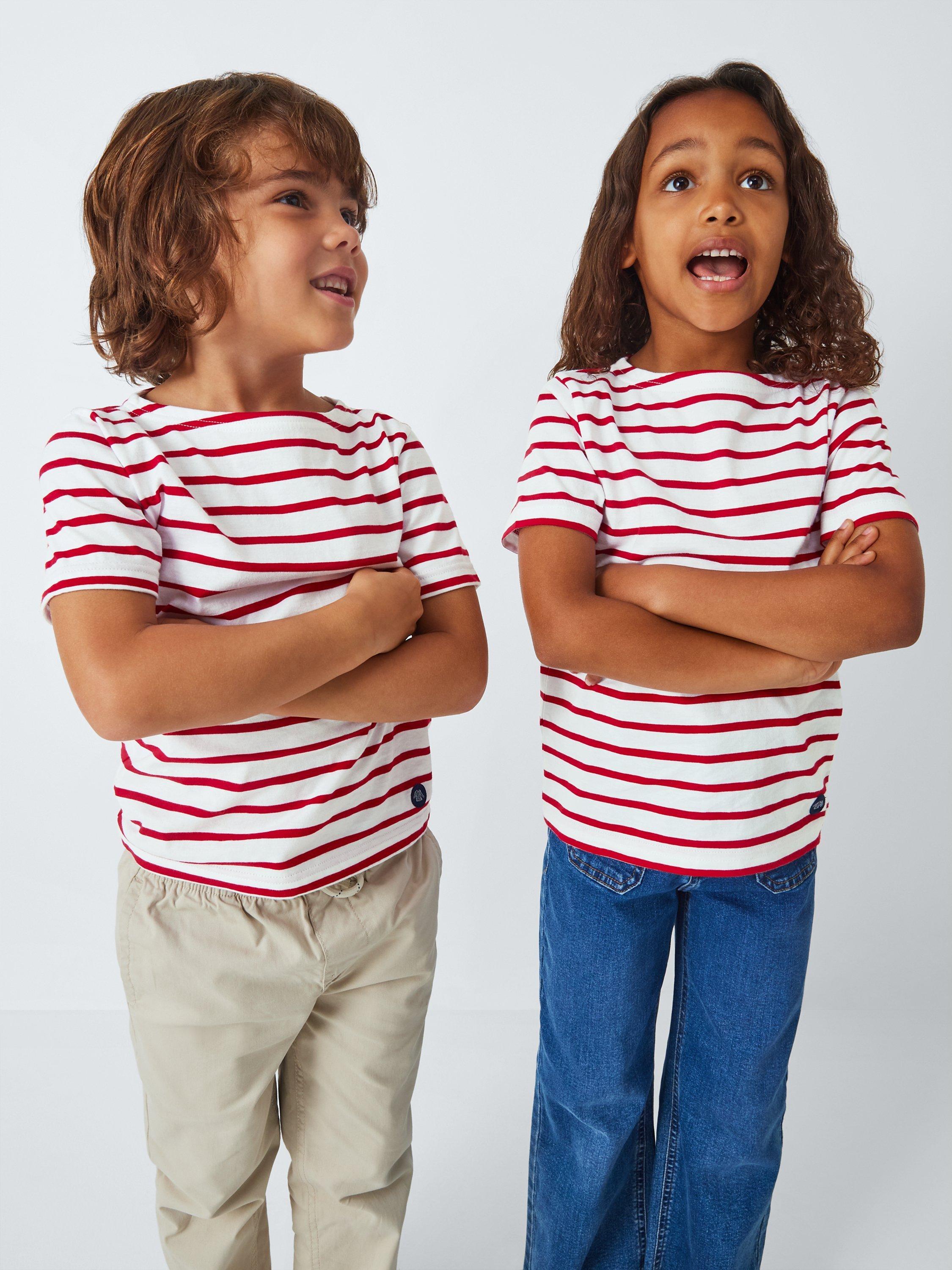 Product image 2 of 9, which shows Armor Lux Kids' Short Sleeve Stripe T-Shirt, Red, 4 years