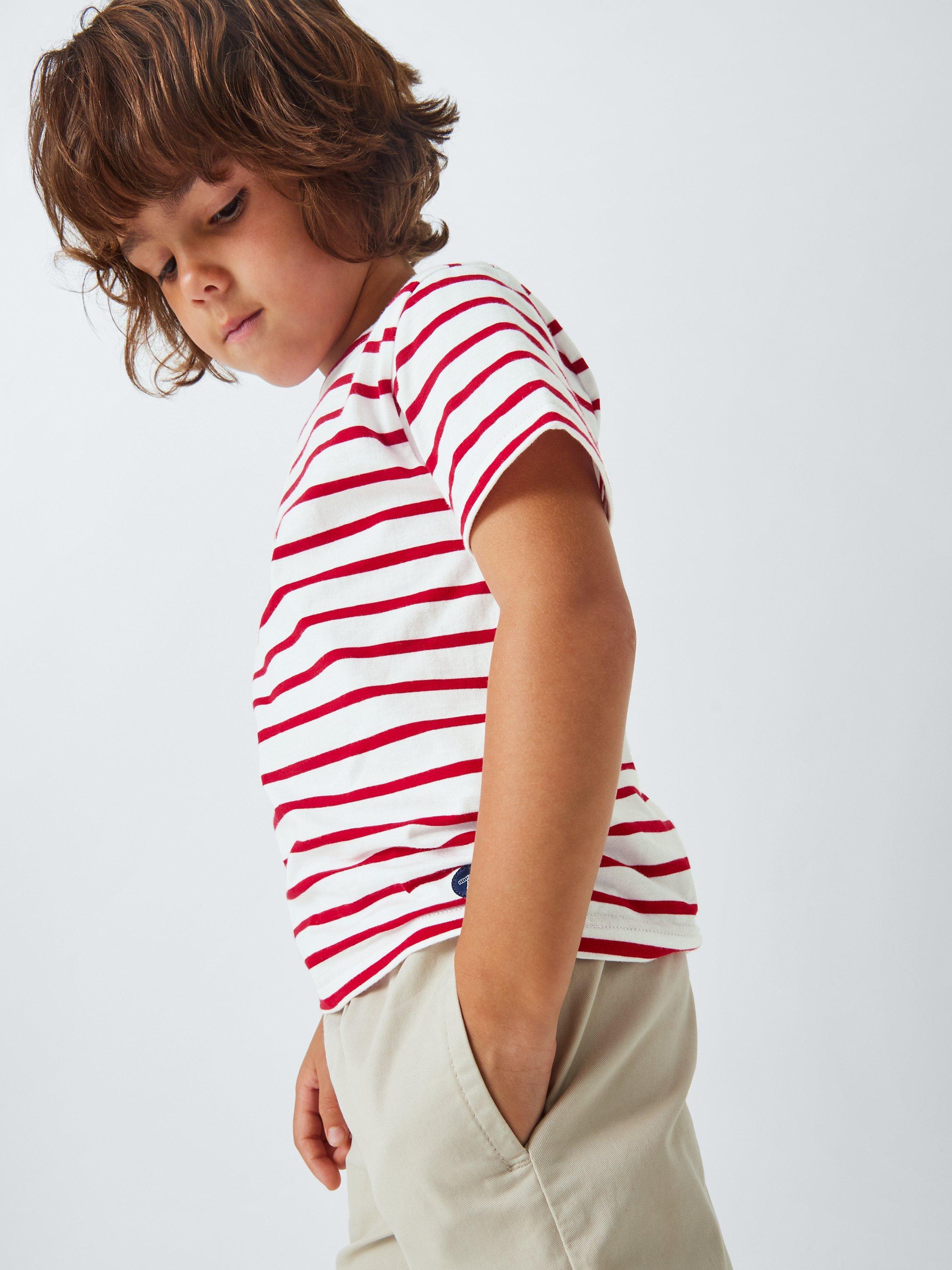 Product image 9 of 9, which shows Armor Lux Kids' Short Sleeve Stripe T-Shirt, Red, 4 years