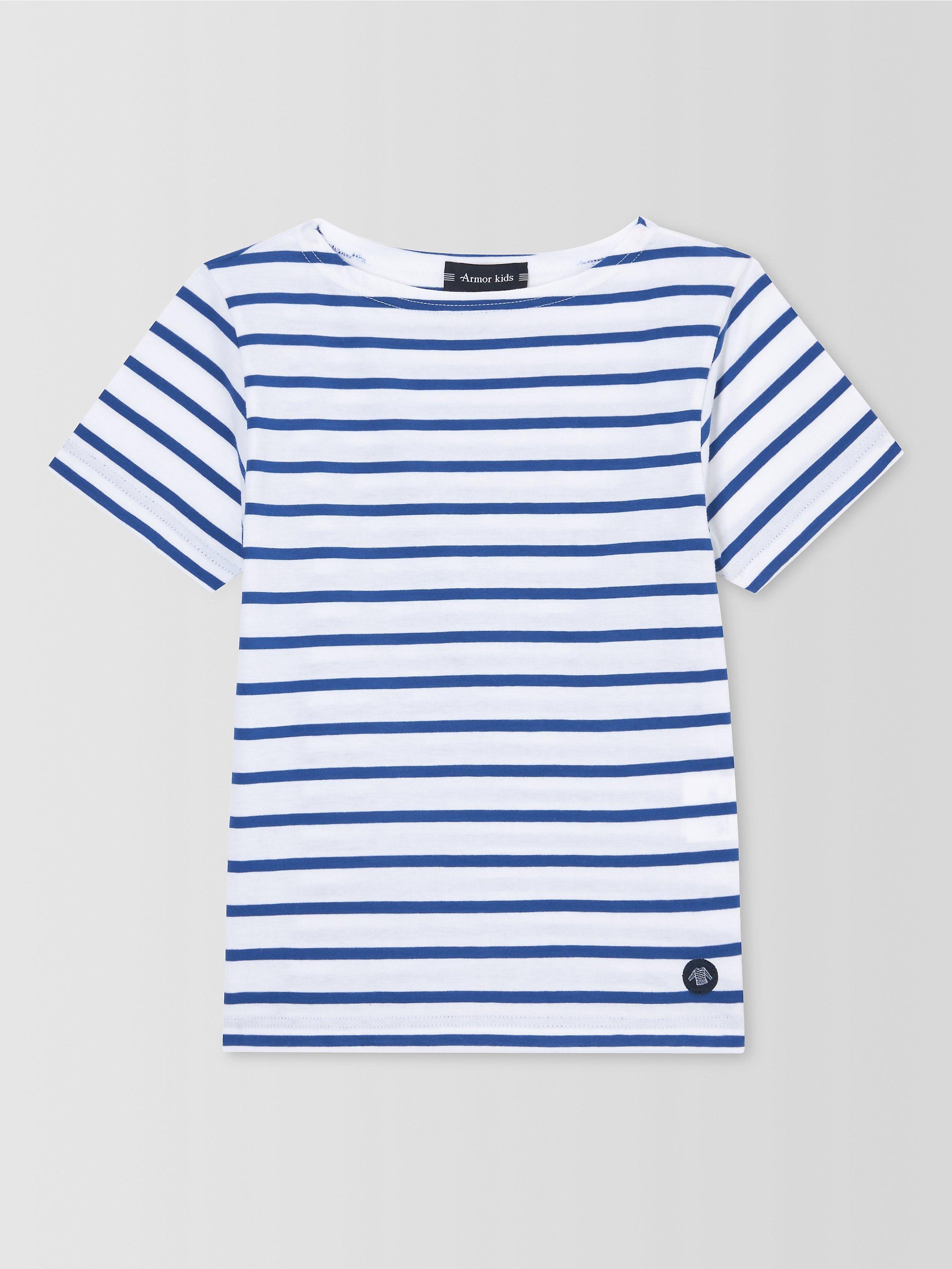 Product image 8 of 9, which shows Armor Lux Kids' Short Sleeve Stripe T-Shirt, Navy, 4 years