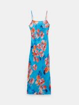 HUSH Skye Blurred Floral Print Maxi Slip Dress, Blue/Multi