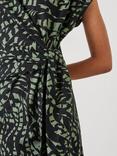 HUSH Trinny Abstract Print Midi Cotton Jersey Dress, Charcoal/Green